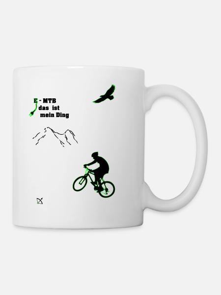 E MTB in den Bergen - Tasse - Weiß