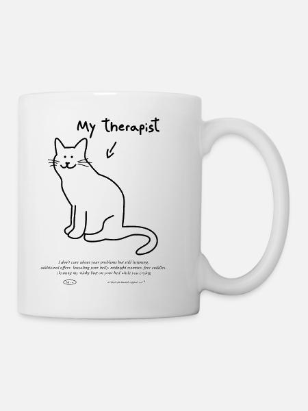 « Mon chat est mon thérapeute » | Chemise de chat drôle - Mug blanc - blanc