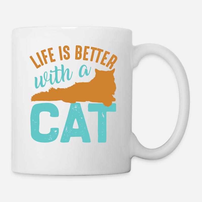 Das Leben ist besser mit einer Katze - Süße Katzen - Tasse - Weiß