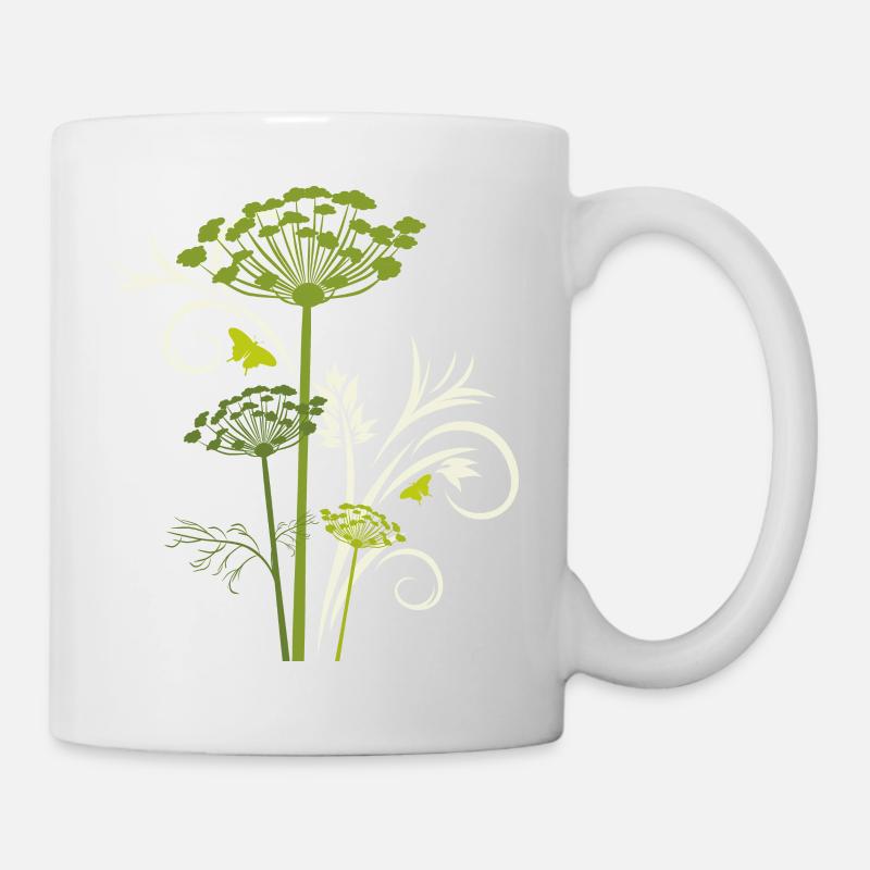 Silhouette aus blühendem Fenchel - Tasse - Weiß