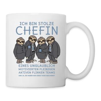 Stolze Chefin unglaublich fleißiges Team Faultiere - Tasse - Weiß - Rechts