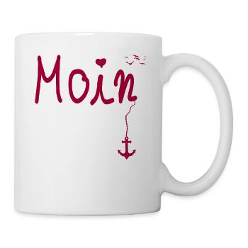 Moin Begrüßung Moin mit Möwe in Pink - Tasse - Weiß - Rechts