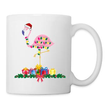 Flamant rose Noël. Cadeau de Noël - Mug blanc - blanc - Droite