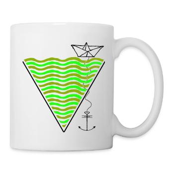 Triangle Mer et Amour Bonheur Ancre - Mug blanc - blanc - Droite