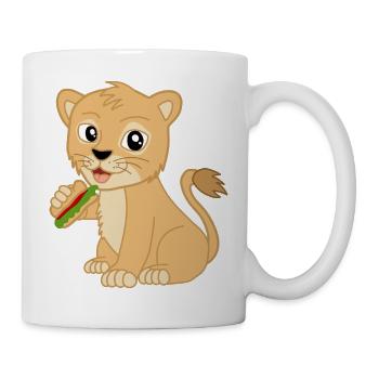 Mignon bébé lion avec sandwich - Mug blanc - blanc - Droite