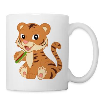 Mignon bébé tigre avec sandwich - Mug blanc - blanc - Droite