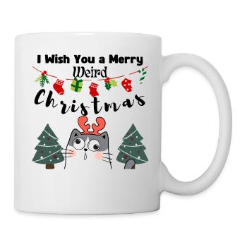 Je te souhaite un joyeux Noël bizarre (chat) - Mug blanc - blanc - Droite