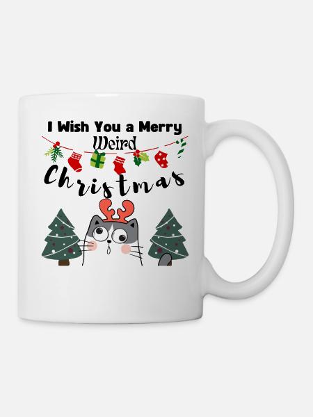 I wish You a Merry weird Christmas (Cat) - Mug - white