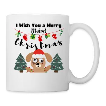 Je te souhaite un joyeux Noël bizarre (chien) - Mug blanc - blanc - Droite