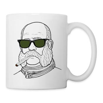 bekiffter Kaiser Franz Josef mit Brille - Tasse - Weiß - Rechts