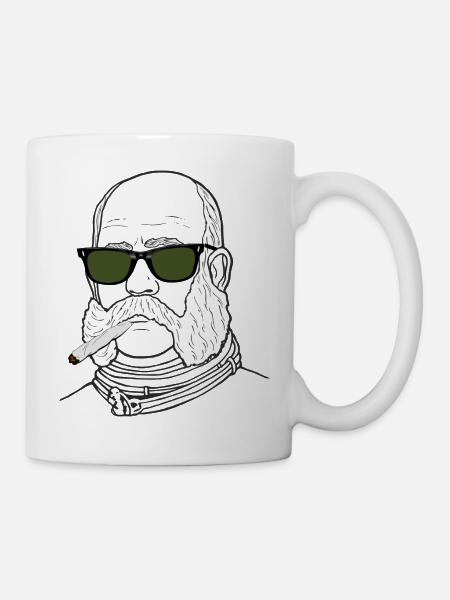 bekiffter Kaiser Franz Josef mit Brille - Tasse - Weiß