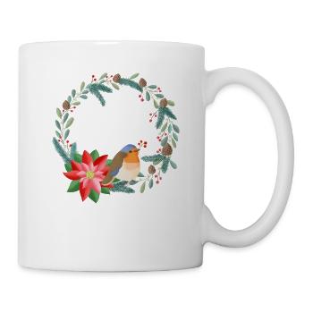 Weihnachtskranz personalisierbar mit deinem Text - Tasse - Weiß - Rechts