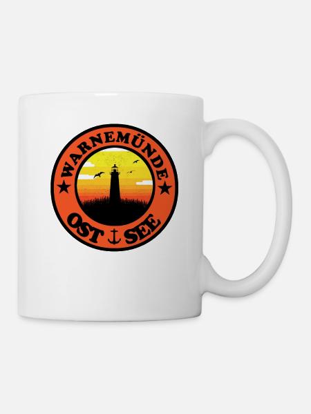 Leuchtturm Ostsee Warnemünde - Tasse - Weiß