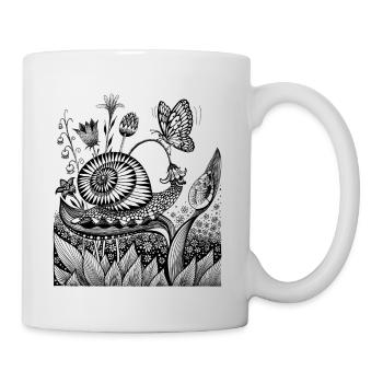 Schnecke Schmetterling Blumenwiese neuer Hut - Tasse - Weiß - Rechts