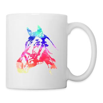 horse's head,horse,watercolor,pink,painting,colorful - Mug - white - Right