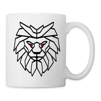 Geometric lion head with red eyes - Mug - white - Right