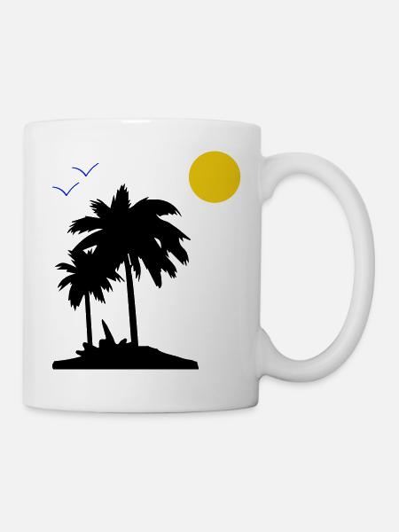 Palmen - Tasse - Weiß