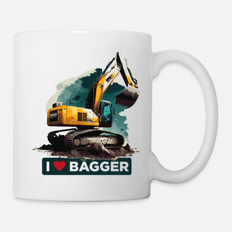 I Love Excavator, - Mug - white
