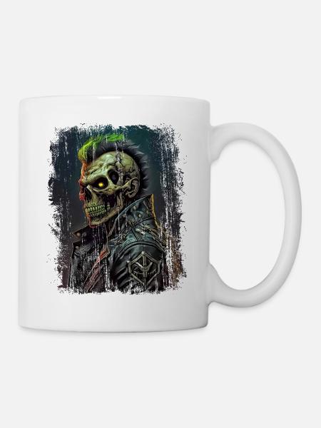 Horror Punk Zombie Skull - Tasse - Weiß