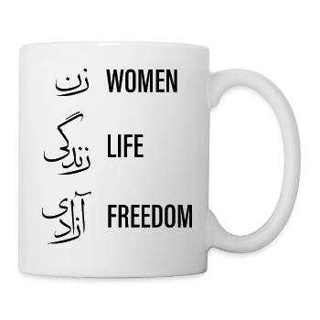 Women Life Freedom vertikal schwarz - Tasse - Weiß - Rechts