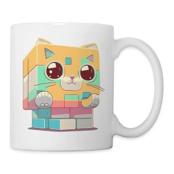 Chat kawaii en cube - Mug blanc - blanc - Droite