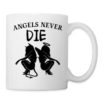 LES ANGES NE MEURENT JAMAIS Anges et démons avec la parole - Mug blanc - blanc - Droite