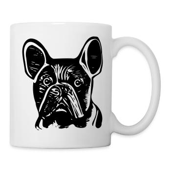 Französische Bulldogge - Tasse - Weiß - Rechts