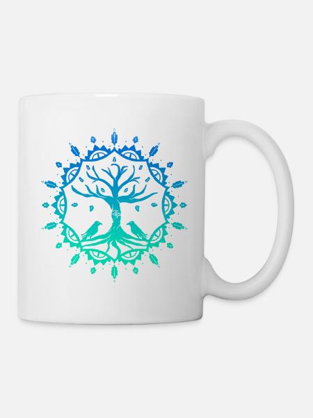 Mandala Tree - Farbig - Tasse - Weiß