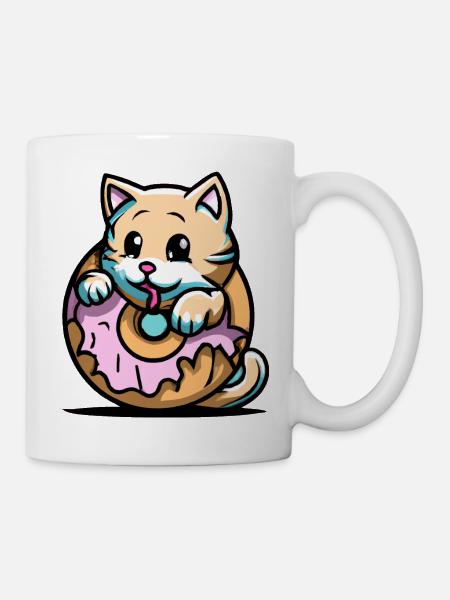 Süße Donut Katze - Tasse - Weiß