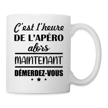 C'est l'heure de l'apéro, humour, drôle, citations - Mug blanc - blanc - Droite