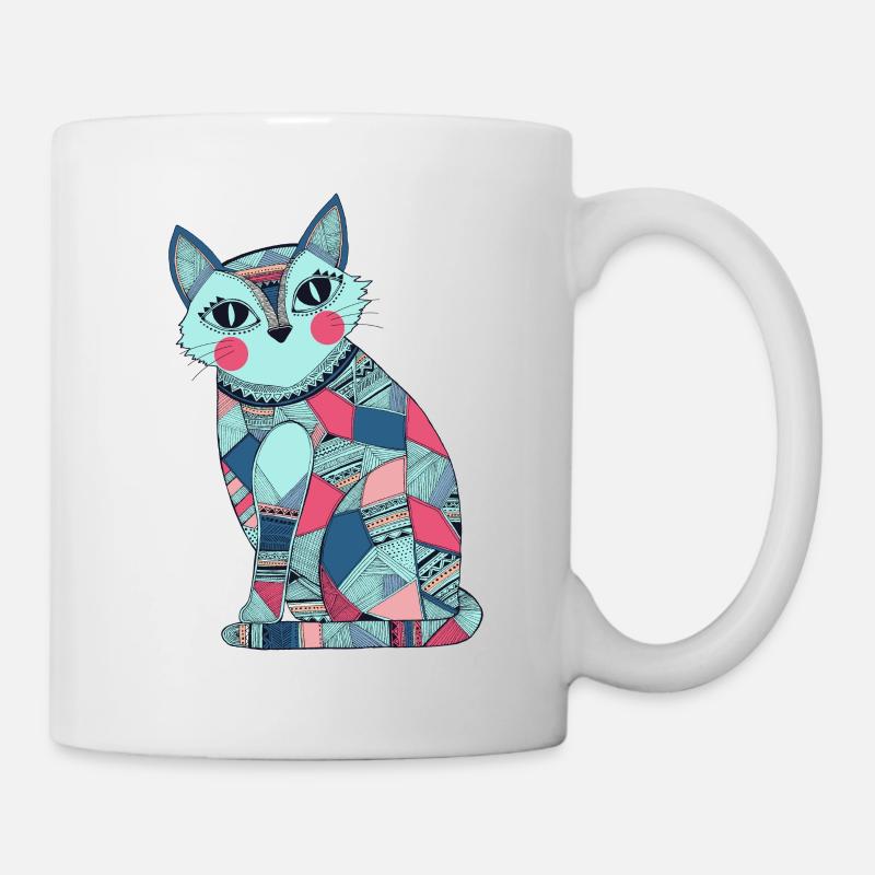 Patchwork Katze - Tasse - Weiß