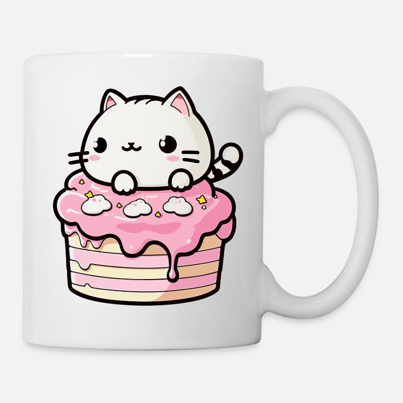 Chat gateau - Mug blanc - blanc