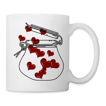 Einweckglas mit Herzen schwarz / rot - Tasse - Weiß - Rechts
