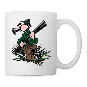 Jäger mit Hund auf der Jagd - Tasse - Weiß - Rechts