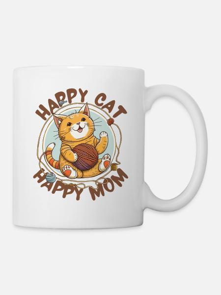 Glückliche Katze Glückliche Mutter - Tasse - Weiß