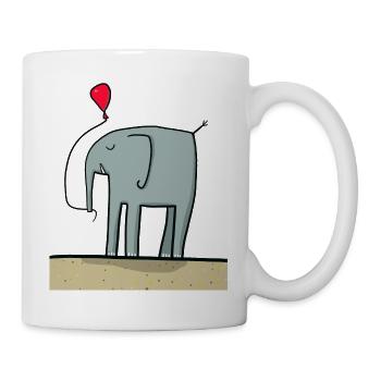 cute elephant with balloon - Mug - white - Right