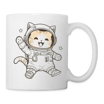 Kawaii Cute Happy Astronaut Cat - Mug - white - Right