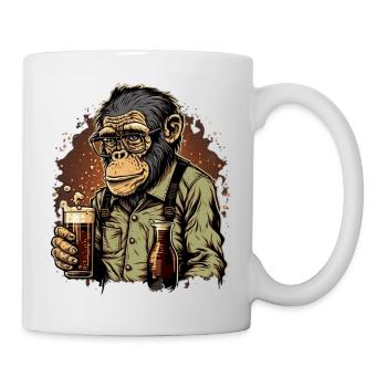 Cool Geek Chimpanzee with Beer - Mug - white - Right