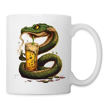 Drôle d’illustration de bande dessinée Serpent avec de la bière - Mug blanc - blanc - Droite