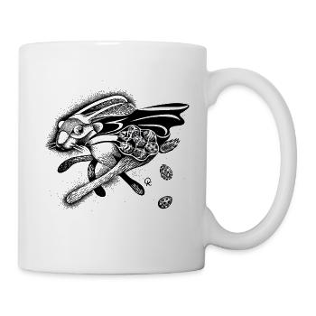 Hase Superheld Ostern Inktober - Tasse - Weiß - Rechts