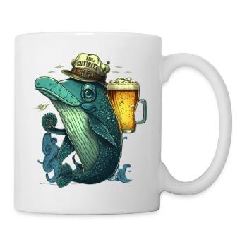 Capitaine de poisson de haute mer avec bière artisanale - Mug blanc - blanc - Droite