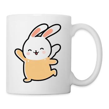 Kawaii Mignon Heureux Coloré Lapin Dansant - Mug blanc - blanc - Droite