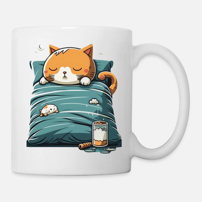 Kawaii Katze schlaf Geschenk - Tasse - Weiß