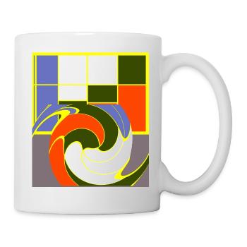 Plage coucher de soleil vague, art abstrait, jeu de couleurs - Mug blanc - blanc - Droite