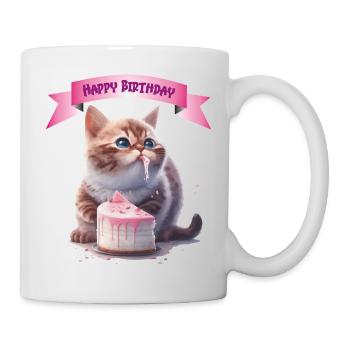 Joyeux anniversaire chaton cadeau - Mug blanc - blanc - Droite