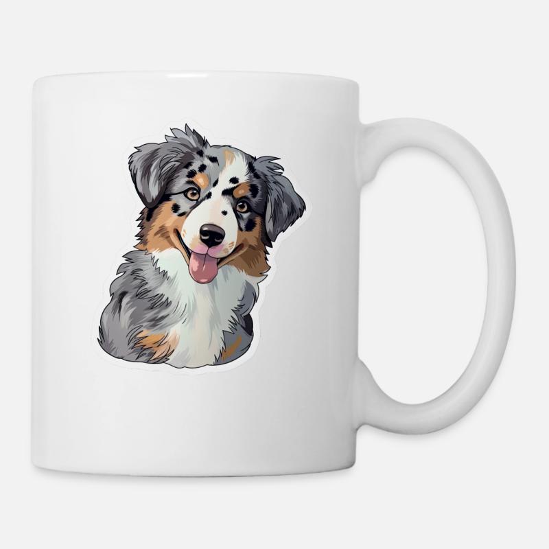 Cute Australian Shepherd Puppy - Mug - white