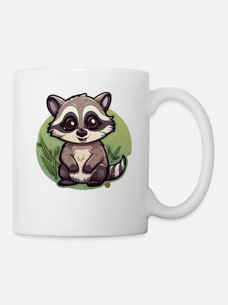 Mignon petit raton laveur - Mug blanc - blanc
