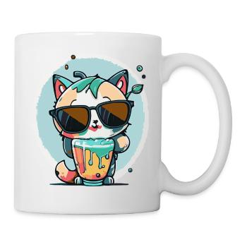 Chat cool avec des lunettes de soleil - Mug blanc - blanc - Droite
