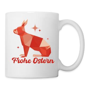 Frohe Ostern - Polygon Hase - Tasse - Weiß - Rechts