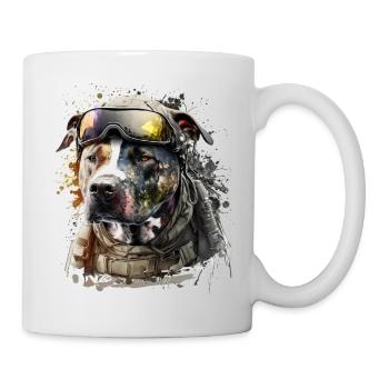 Pit Bull als Soldat - Tasse - Weiß - Rechts